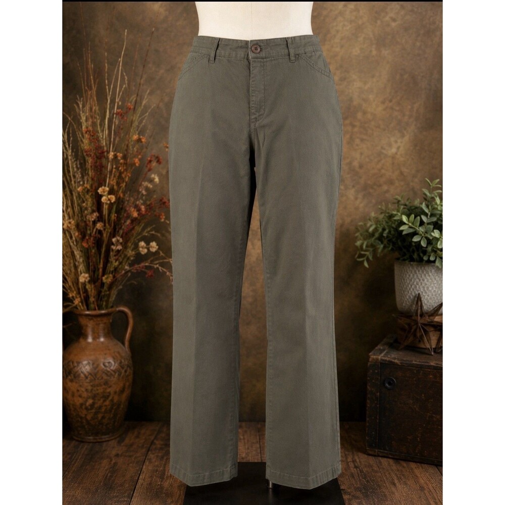 Gloria Vanderbilt Size 14 Women’s Khaki Pants Olive Straight Leg 34x28